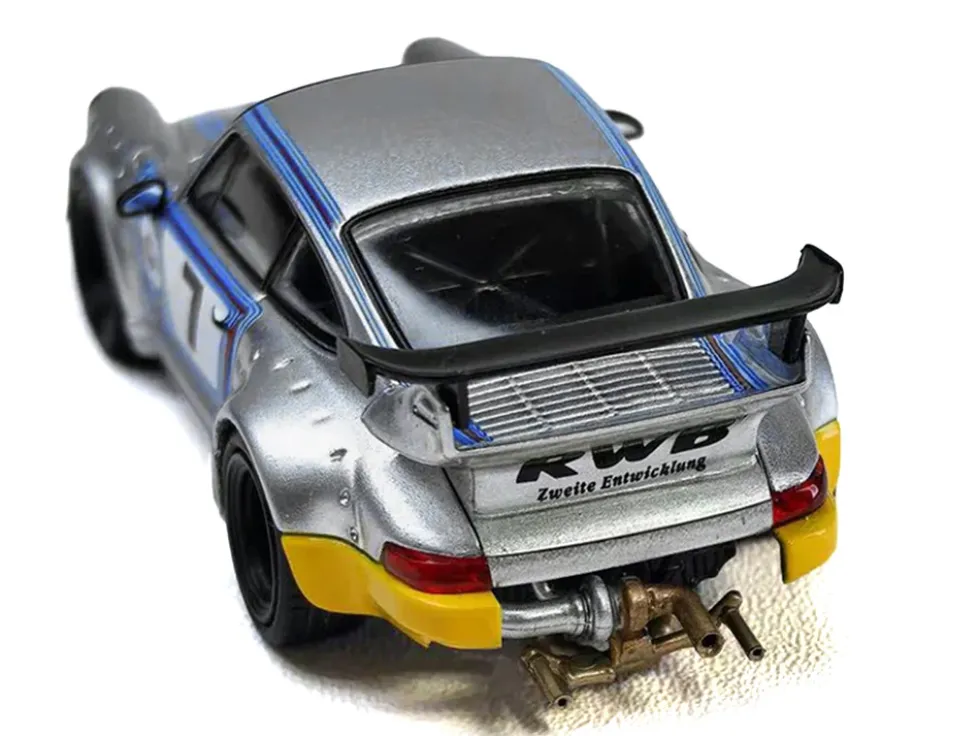 RWB 964 #7 "Ichiban Boshi - Martini Racing" Silver Metallic with Stripes 1/64 Diecast Model Car by Model Model
