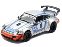RWB 964 #8 "Ichiban Boshi - Martini Racing" Silver Metallic with Stripes 1/64 Diecast Model Car by Model Model