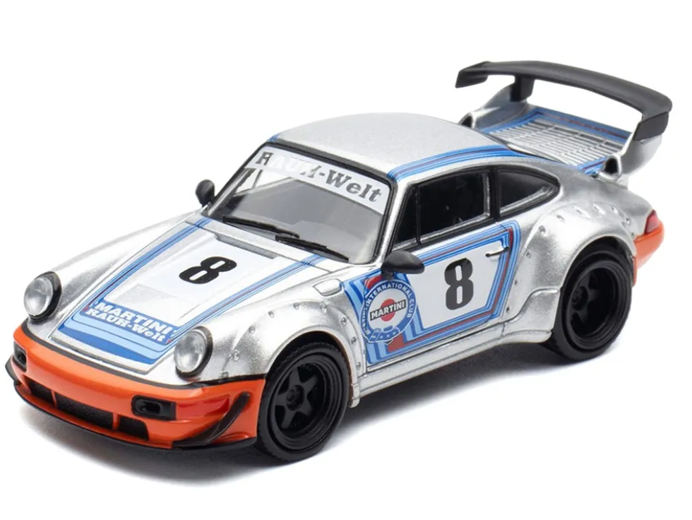 RWB 964 #8 "Ichiban Boshi - Martini Racing" Silver Metallic with Stripes 1/64 Diecast Model Car by Model Model