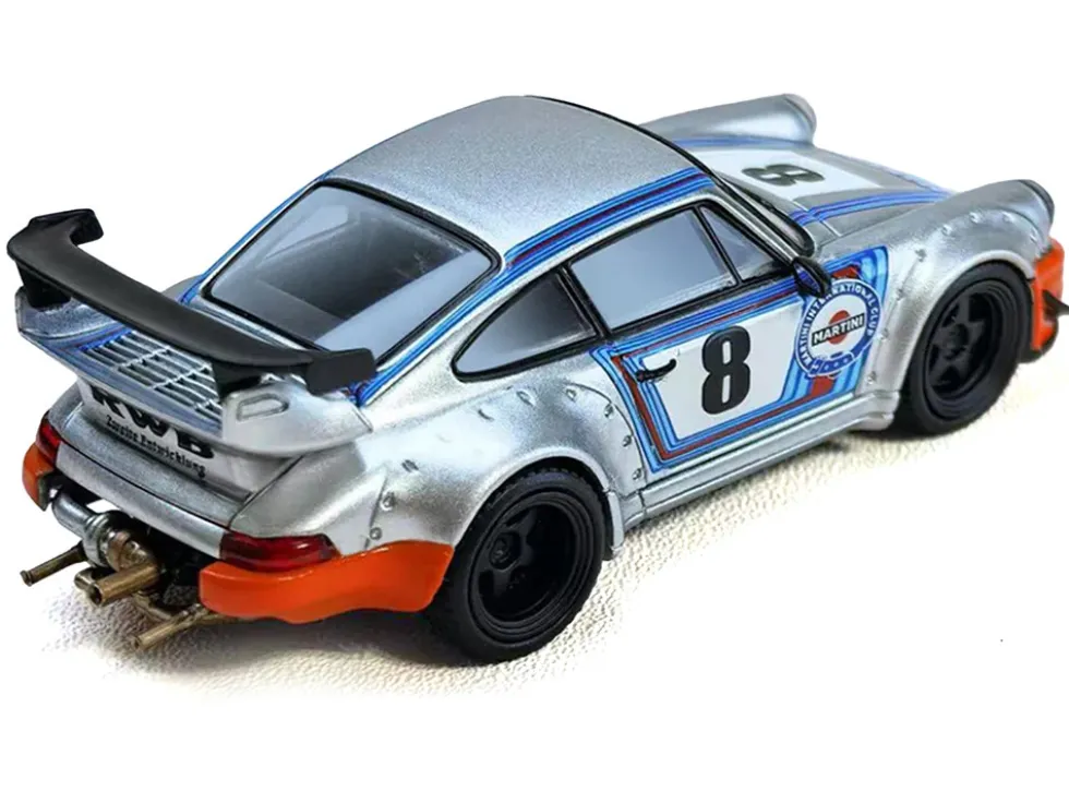 RWB 964 #8 "Ichiban Boshi - Martini Racing" Silver Metallic with Stripes 1/64 Diecast Model Car by Model Model