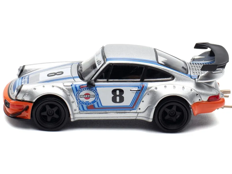 RWB 964 #8 "Ichiban Boshi - Martini Racing" Silver Metallic with Stripes 1/64 Diecast Model Car by Model Model
