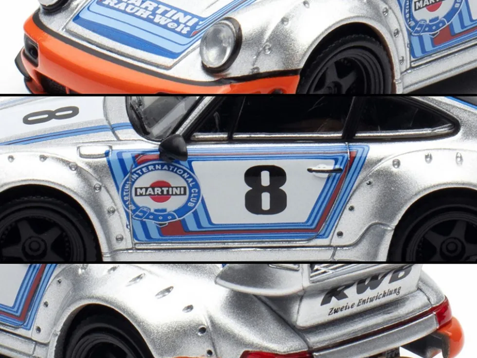 RWB 964 #8 "Ichiban Boshi - Martini Racing" Silver Metallic with Stripes 1/64 Diecast Model Car by Model Model