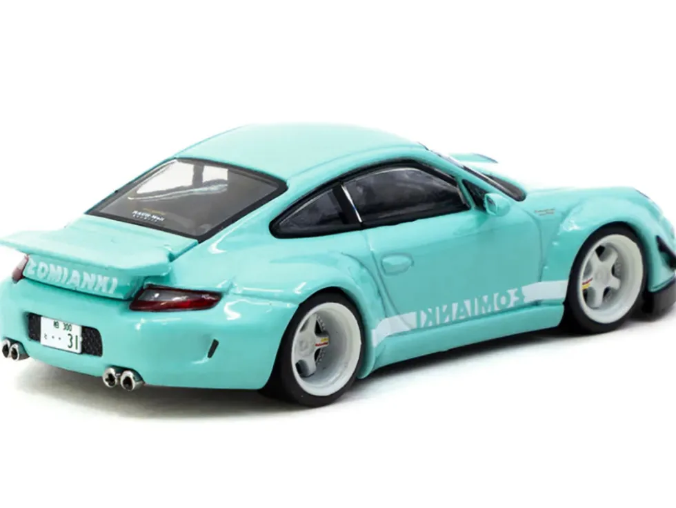 RWB 997 "Lomianki" Light Blue with White Stripes "Hobby64" Series 1/64 Diecast Model Car by Tarmac Works