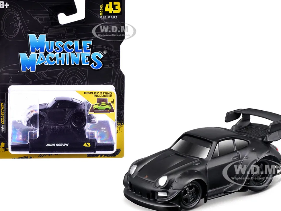 RWB 993 911 Matt Black 1/64 Diecast Model Car by Muscle Machines