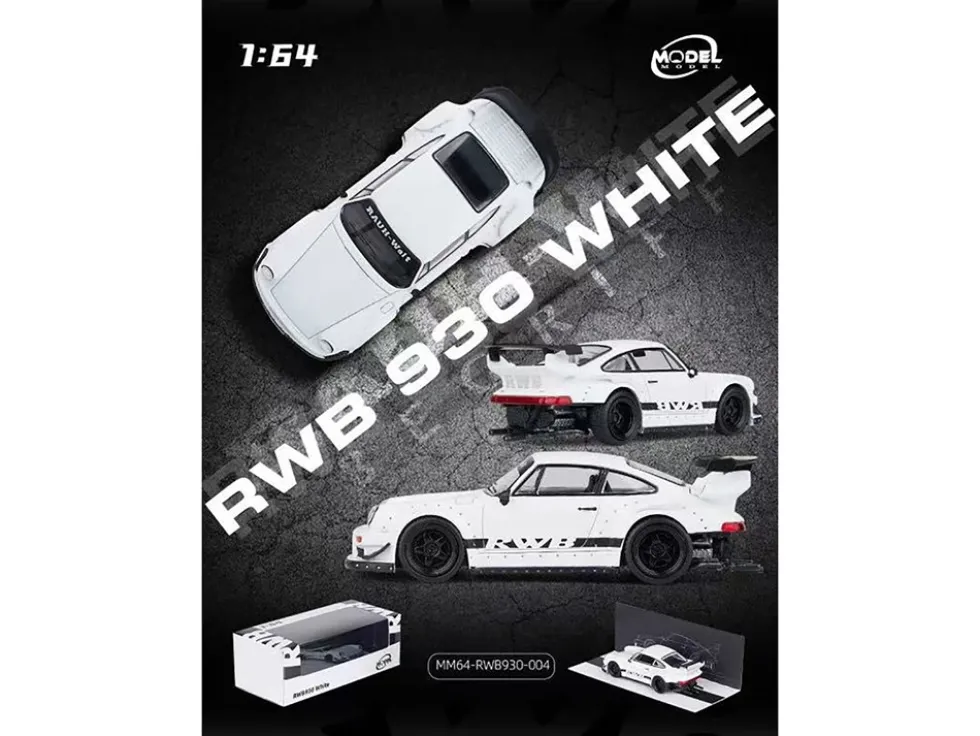 RWB 930 Matt White with Black Stripes 1/64 Diecast Model Car by Model Model