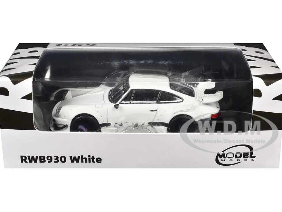 RWB 930 Matt White with Black Stripes 1/64 Diecast Model Car by Model Model
