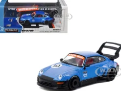 RWB 993 RHD (Right Hand Drive) #10 "Tarmac Works 10th Anniversary" Blue Metallic "Hobby64" Series 1/64 Diecast Model Car by Tarmac Works