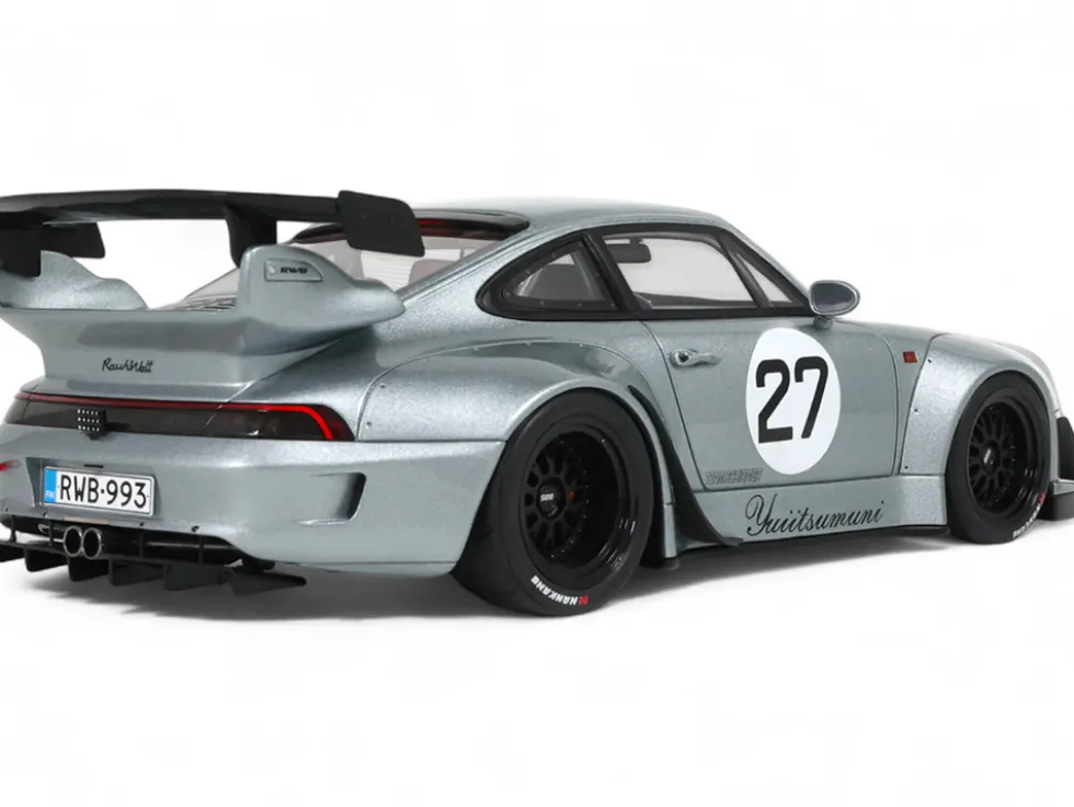 2024 RWB Yuiitsumuni #27 Silver Metallic 1/18 Model Car by GT Spirit