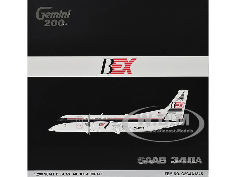 Saab 340A Commercial Aircraft "Delta Connection - Business Express Airlines" (N749BA) White with Dark Blue and Red Stripes "Gemini 200" Series 1/200 Diecast Model Airplane by GeminiJets
