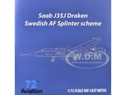 Saab J35J Draken Fighter Aircraft "Splinter Camouflage Scheme, F 18 Sodertorn Wing" (1972) Swedish Air Force 1/72 Diecast Model Airplane by Aviation 72
