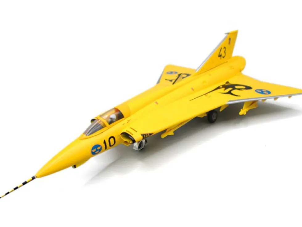 Saab J35J Draken Fighter Aircraft "43-10, 3 "Johan Gul" Squadron, 10 Wing, Final Flight Livery" (1997) Swedish Air Force 1/72 Diecast Model Airplane by Aviation 72