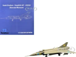 Saab S35 Draken Fighter Aircraft "59, F 11 Wing, Skavsta Museum" (1979) Swedish Air Force 1/72 Diecast Model Airplane by Aviation 72
