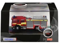 Scania Pump Ladder Fire Engine "Surrey Fire and Rescue" Red with Yellow Stripes 1/148 (N) Scale Diecast Model Car by Oxford Diecast