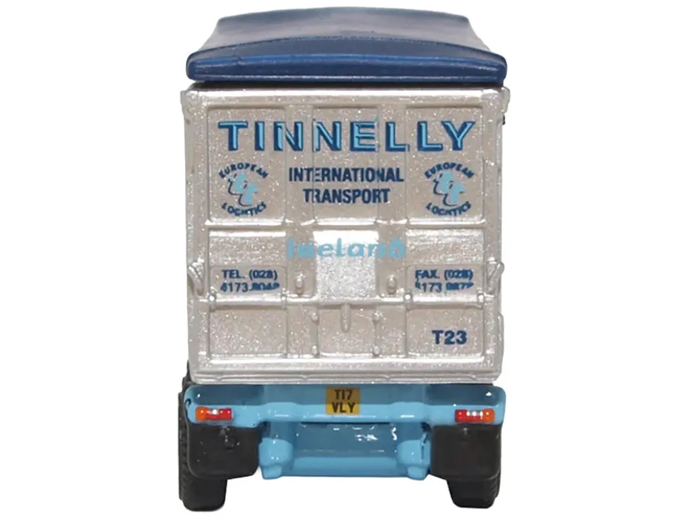 Scania T-Cab Truck RHD (Right Hand Drive) with Covered Dump Trailer "Tinnelly" White with Blue Graphics 1/148 (N) Scale Diecast Model Car by Oxford Diecast