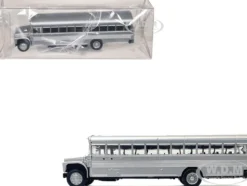 School Bus Silver Metallic 1/87 (HO) Plastic Model by Promotex