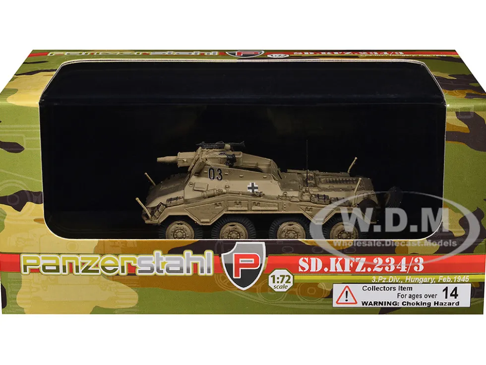 Sd.Kfz. 234/3 Armored Vehicle "#03, 3rd Panzer Division, Hungary" (1945) German Army 1/72 Diecast Model by Panzerstahl