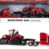 Semi Truck Red with Flatbed Trailer and Case IH Quadtrac 620 Tractor Red "Case IH Agriculture" Series 1/64 Diecast Models by ERTL TOMY