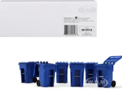 Set of 6 Blue Garbage Trash Bin Containers Replica 1/34 First Gear 90-0518