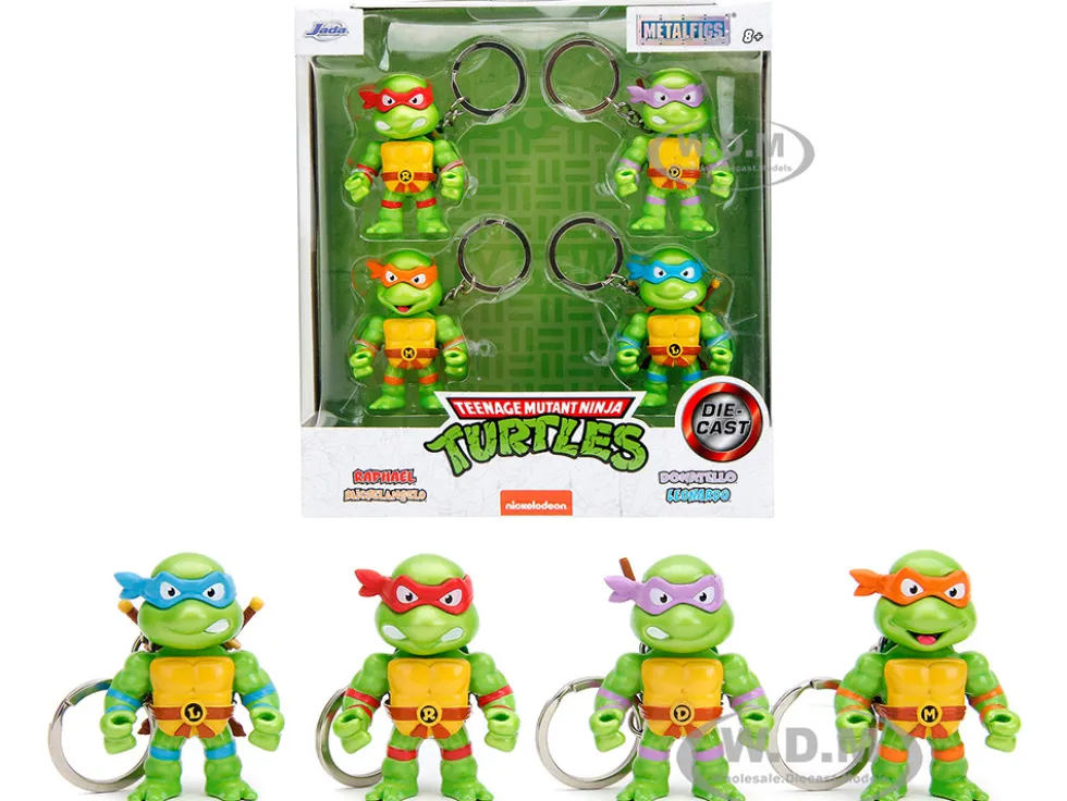 Set of 4 Diecast Figure Key Chains Teenage Mutant Ninja Turtles TV Series Metalfigs Series Diecast Models Jada 34359