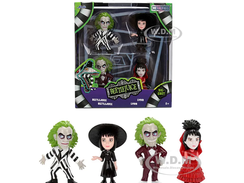 Set of 4 Diecast Figures "Beetlejuice" (1988) Movie "Metalfigs" Series by Jada