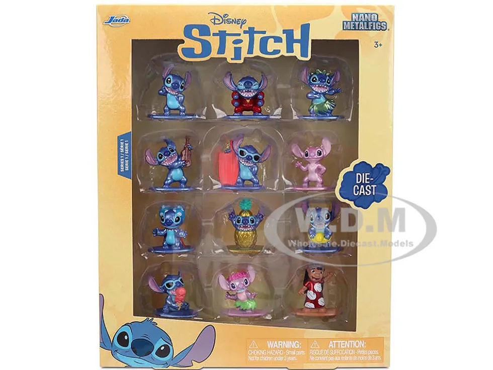 Set of 12 Diecast Figures "Disney's Stitch" Franchise "Nano Metalfigs" Series Diecast models by Jada