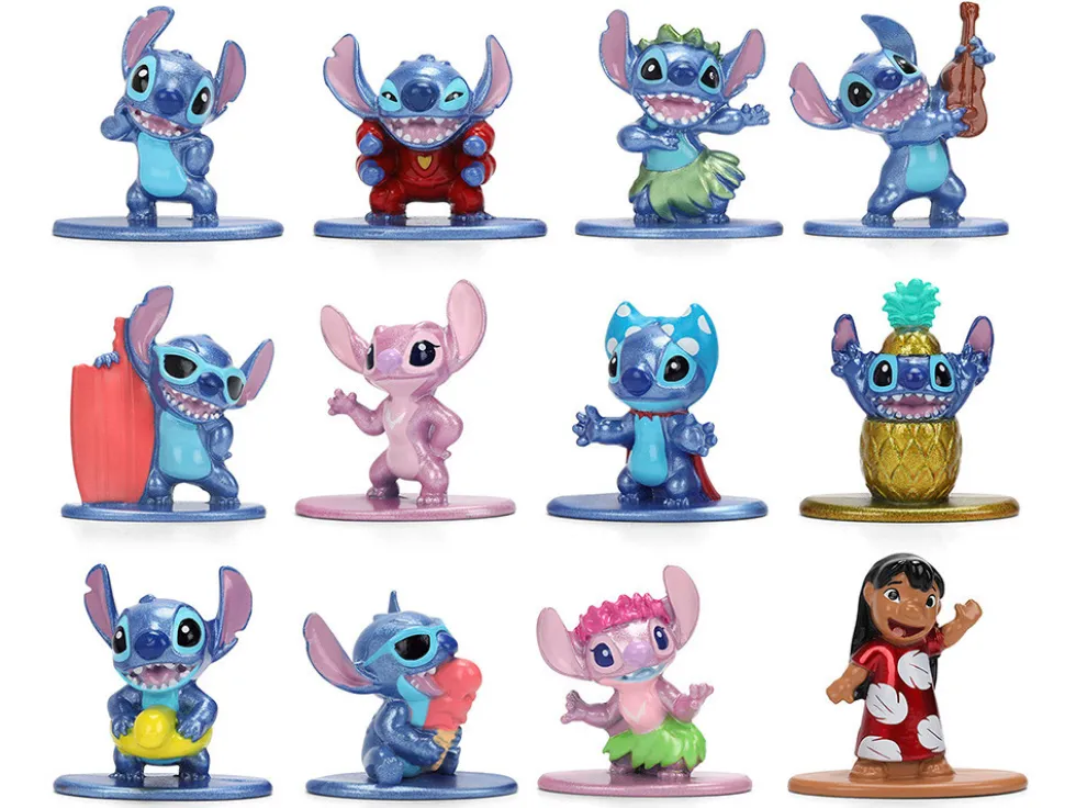 Set of 12 Diecast Figures "Disney's Stitch" Franchise "Nano Metalfigs" Series Diecast models by Jada
