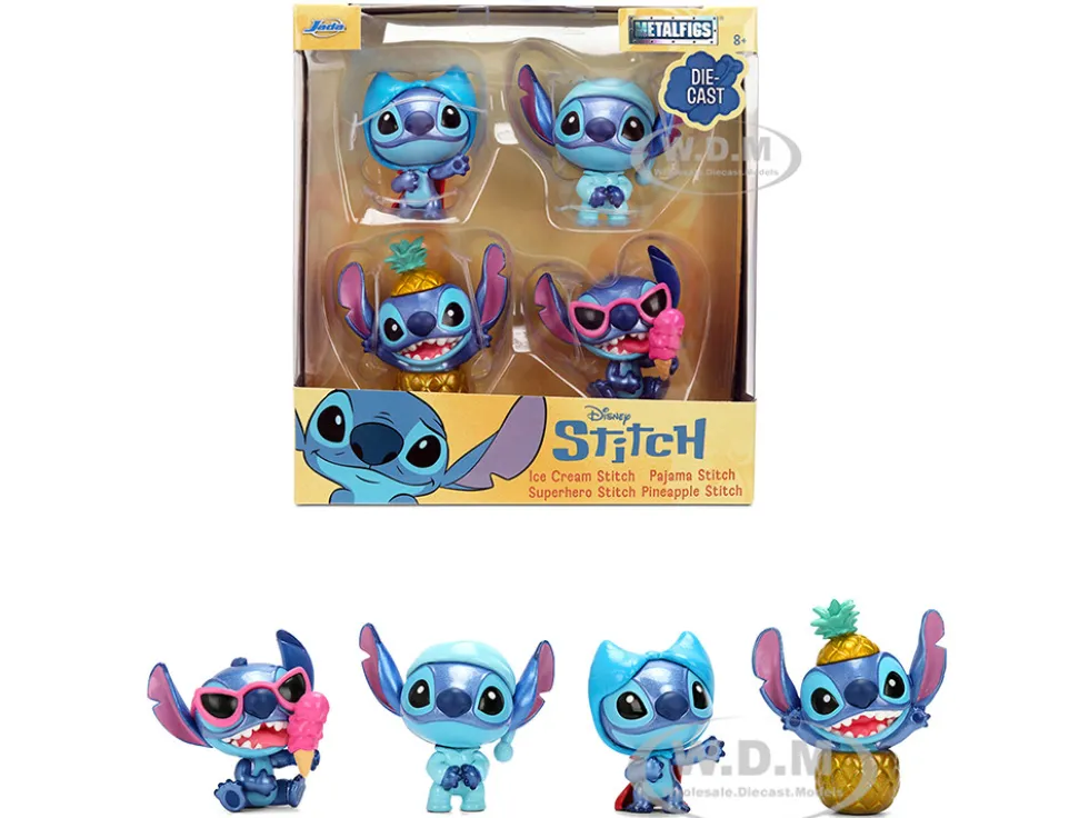 Set of 4 Diecast Figures "Disney's Stitch" Wave #3 "Metalfigs" Series Diecast models by Jada
