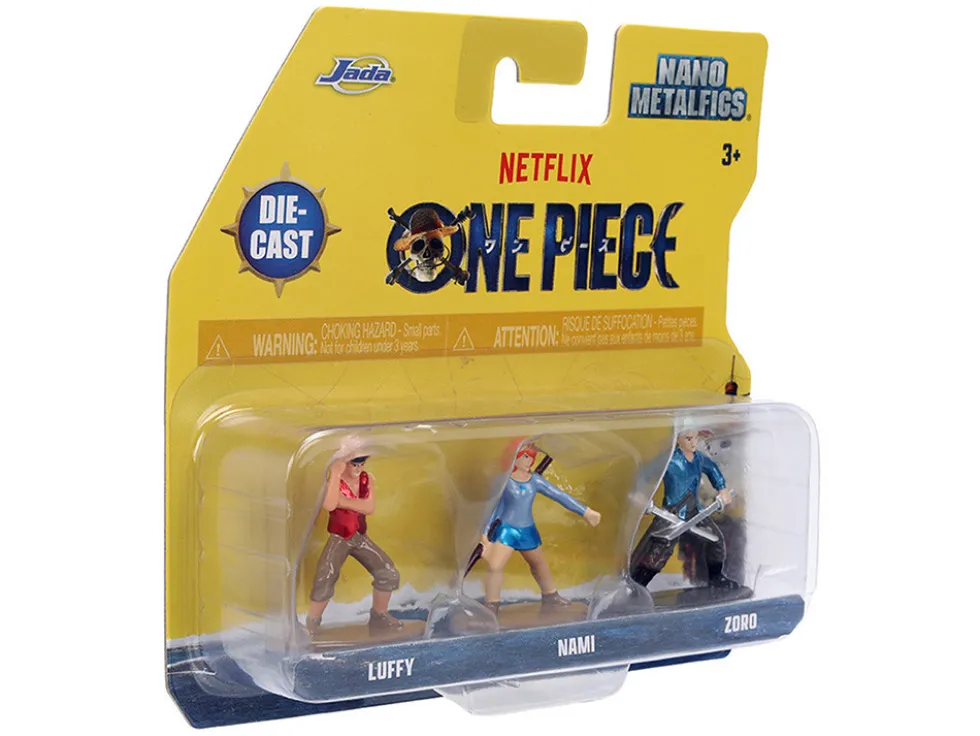 Set of 3 Diecast Figures "One Piece" (2023-Current) TV Series "Nano Metalfigs" Series Diecast Models by Jada