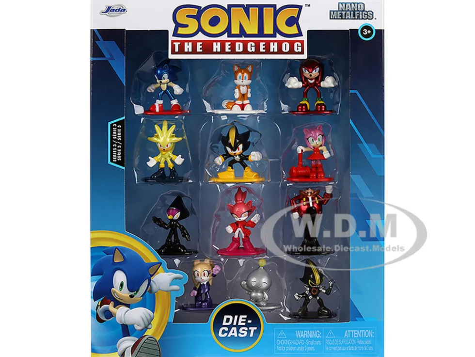 Set of 12 Diecast Figures "Sonic The Hedgehog" Video Games "Nano Metalfigs" Series Diecast Models by Jada