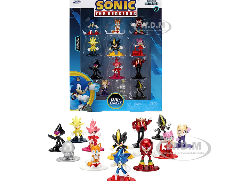 Set of 12 Diecast Figures "Sonic The Hedgehog" Video Games "Nano Metalfigs" Series Diecast Models by Jada