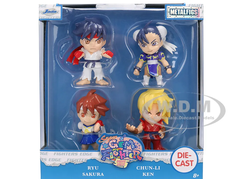 Set of 4 Diecast Figures "Super Gem Fighter Mini Mix" (1997) Video Game "Metalfigs" Series Diecast Models by Jada
