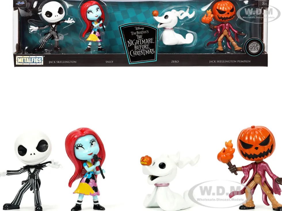 Set of 4 Diecast Figurines 2.5" Tim Burton's The Nightmare Before Christmas Metalfigs Series Jada 31932