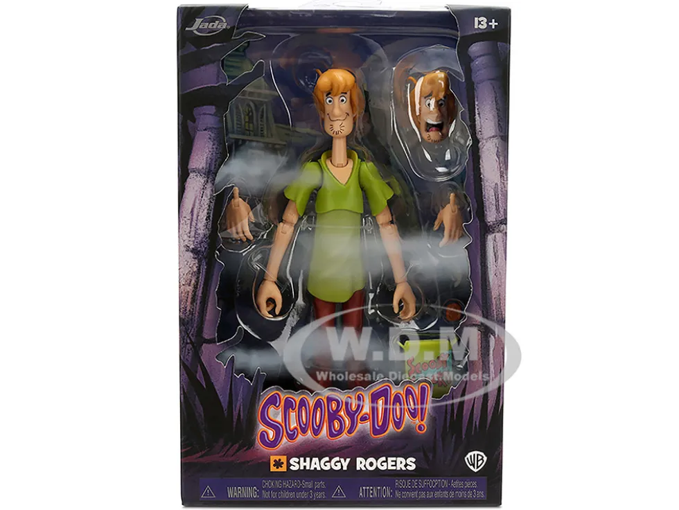 Shaggy Rogers 6.5" Moveable Figure with Accessories and Alternate Head and Hands "Scooby-Doo!" Franchise Model by Jada