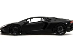 Shaw's Lamborghini Aventador Matt Black "Furious 7" (2015) Movie "Fast & Furious" Series 1/24 Diecast Model Car by Jada