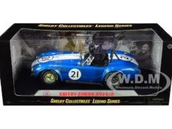 Shelby Cobra 427 S/C #21 Blue Metallic White Stripes 1/18 Diecast Model Car Shelby Collectibles SC112