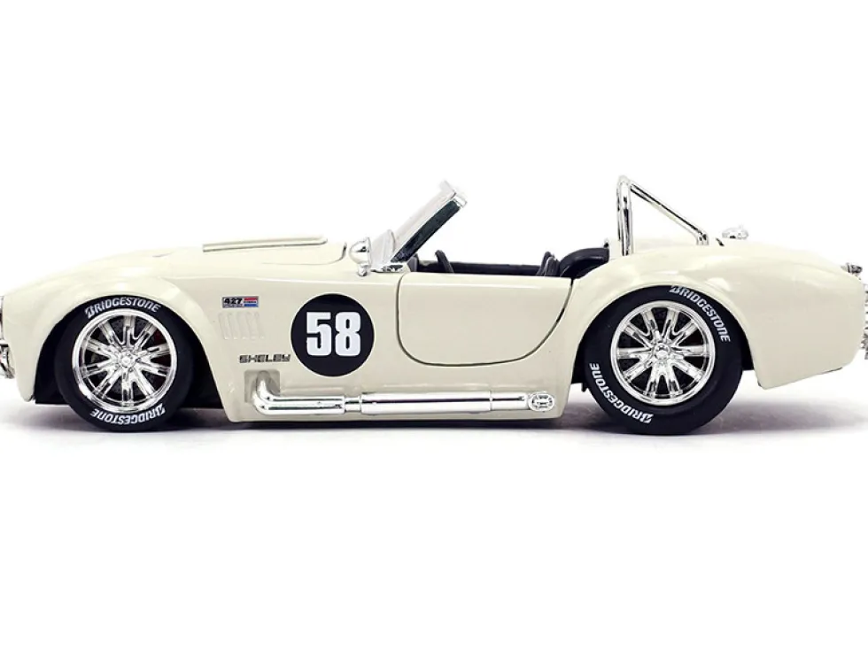 1965 Shelby Cobra 427 S/C #58 Cream Bigtime Muscle 1/24 Diecast Model Car Jada 31864