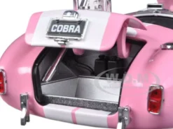1965 Shelby Cobra 427 S/C Pink With Printed Carroll Shelby Signature On The Trunk 1/18 Diecast Car Model Shelby Collectibles 114