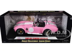 1965 Shelby Cobra 427 S/C Pink With Printed Carroll Shelby Signature On The Trunk 1/18 Diecast Car Model Shelby Collectibles 114