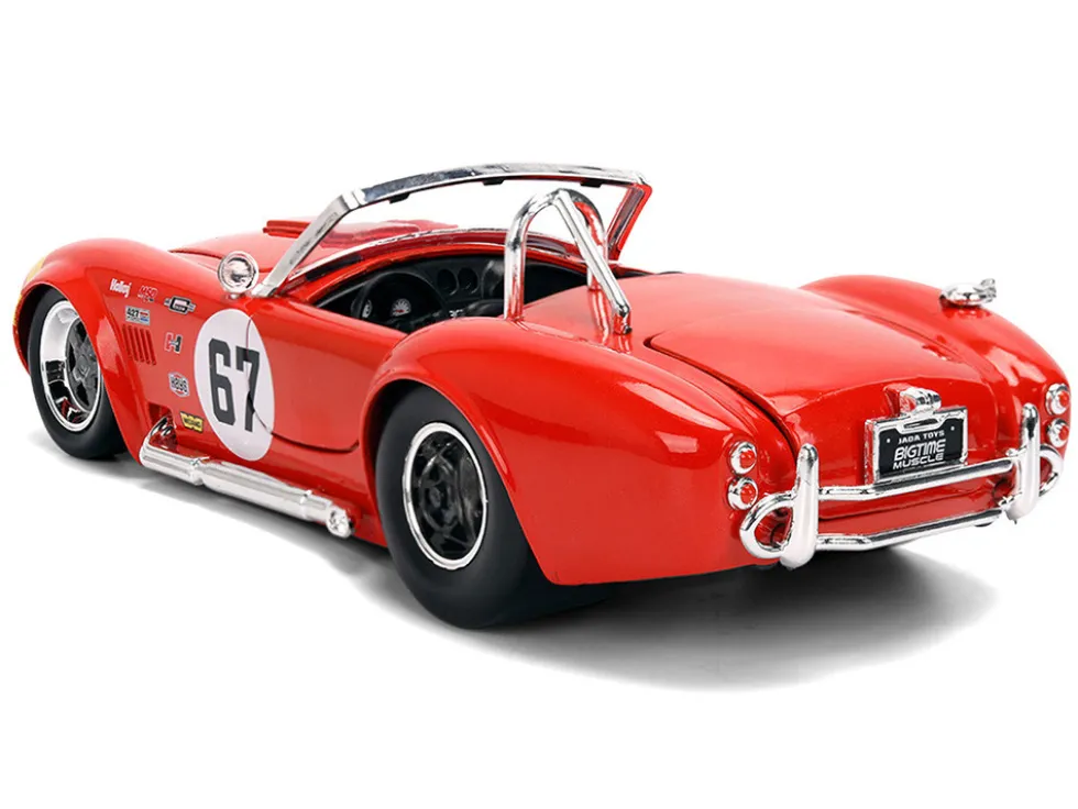 1965 Shelby Cobra 427 S/C #67 Red with Yellow Stripe "Bigtime Muscle" Series 1/24 Diecast Model Car by Jada