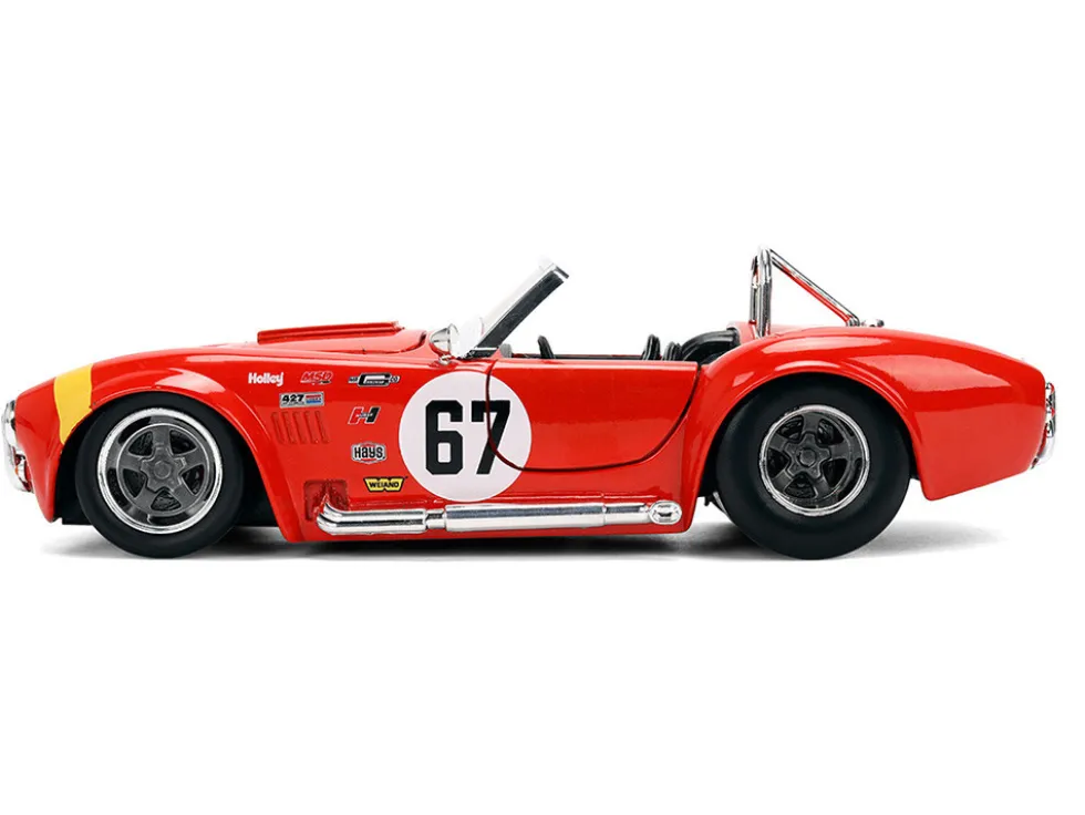 1965 Shelby Cobra 427 S/C #67 Red with Yellow Stripe "Bigtime Muscle" Series 1/24 Diecast Model Car by Jada