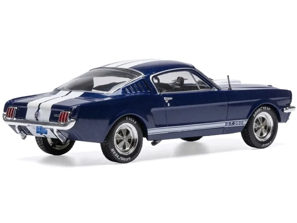 1965 Shelby GT350 Dark Blue Metallic with White Stripes 1/43 Diecast Model by IXO Models