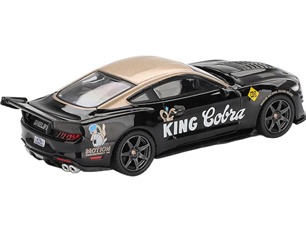 Shelby GT500 Dragon Snake Concept "King Cobra" Black with Gold Metallic Top Limited Edition 1/64 Diecast Model Car by Mini GT