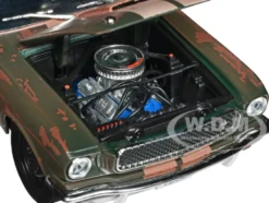 1966 Shelby GT350 Ivy Green with Wimbledon White Stripes Rusted Limited Edition to 5250 pieces Worldwide 1/24 Diecast Model Car M2 Machines 40300-107A