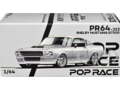 Shelby Mustang GT500 Silver Chrome 1/64 Diecast Model Car by Pop Race