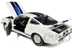 1966 Shelby Mustang GT 350 White with Blue Stripes 1/18 Diecast Car Model Shelby Collectibles SC160