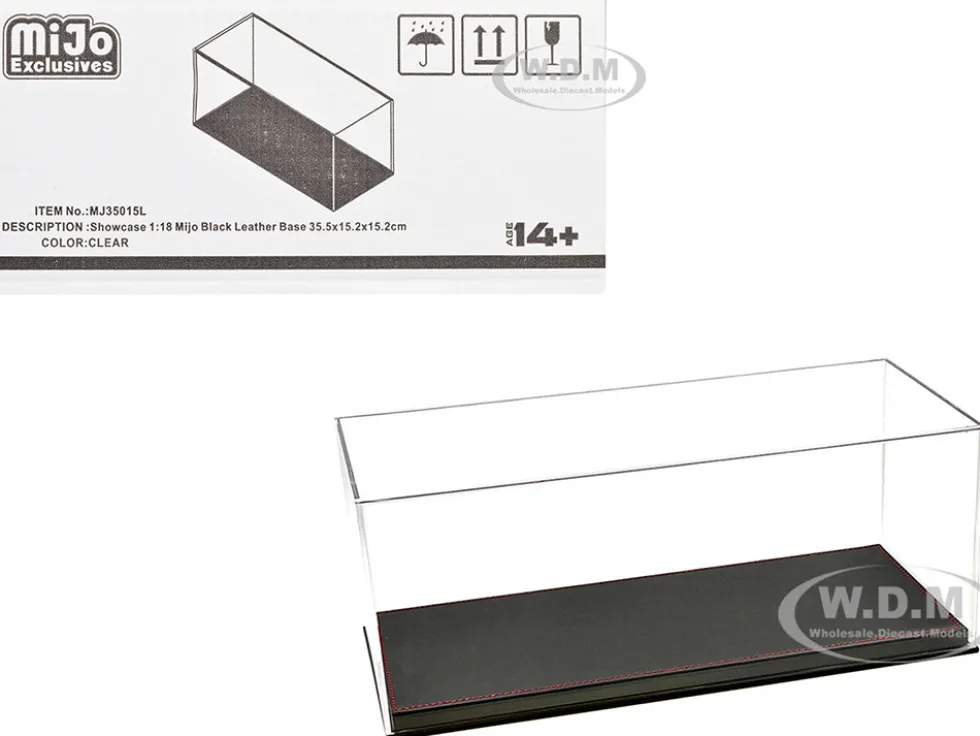 Showcase Acrylic Display Case with Black Synthetic Leather Base Mijo Exclusives 1/18 Scale Models MJ35015L