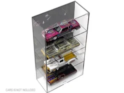 Showcase 4 Car Display Case Wall Mount with Black Back Panel Mijo Exclusives for 1/24 1/25 Scale Models MJ1019BK