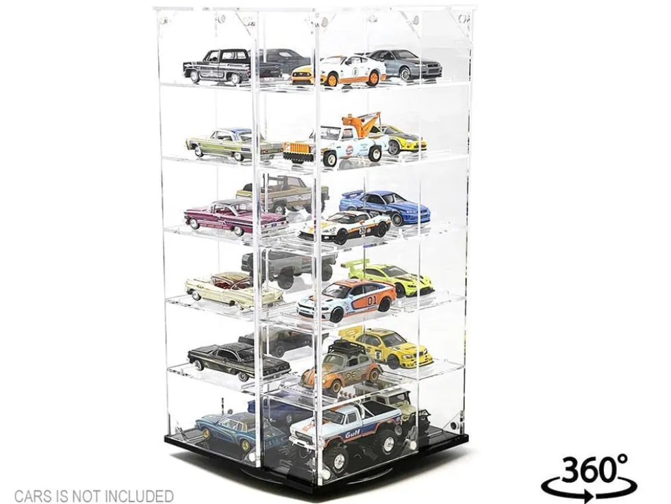 Showcase 24 Car Display Desktop Spinner with Cover Mijo Exclusives for 1/64 Scale Models MJ17032