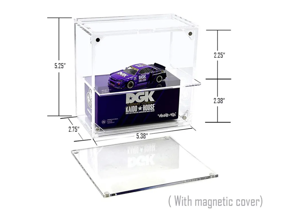 Showcase 2 Cars Desk Top Display Case with Cover "Mijo Exclusives" for 1/64 Scale Models