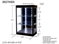Showcase 3 Tier Display Case with Mirror Back Panel and LED Lights for 1/64-1/18 Scale Models